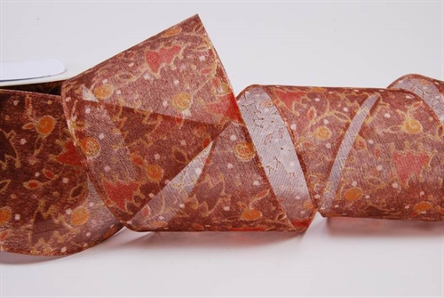 Band, 20m/ 70mm Weihnacht - Organza, naturtöne-braun Band, 20m/ 70mm Weihnacht - Organza, naturtöne-braun