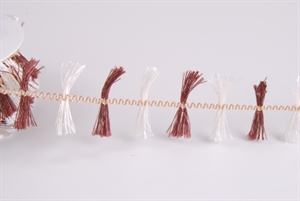 Band 20m/ 40mm, Drachenschnur, weiss/braun Band 20m/ 40mm, Drachenschnur, weiss/braun