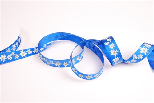 Band 20m/ 15mm, Edelweiss, blau Band 20m/ 15mm, Edelweiss, blau