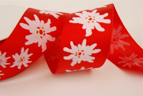 Band 20m/ 40mm, Edelweiss, rot Band 20m/ 40mm, Edelweiss, rot