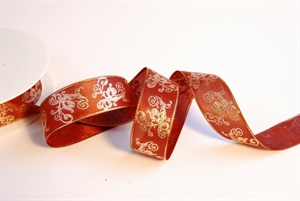 Band 25m/ 25mm, Ornament, braun/kupfer Band 25m/ 25mm, Ornament, braun/kupfer