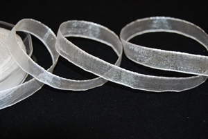 Band 25m/ 15mm, Organza/ Häkelkanten, weiss