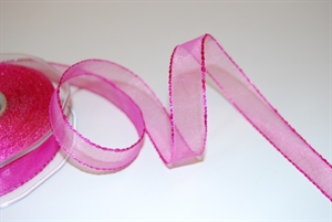 Band 25m/ 15mm, Organza/ Häkelkanten, pink Band 25m/ 15mm, Organza/ Häkelkanten, pink