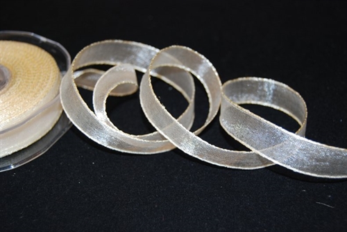 Band 25m/ 15mm, Organza/ Häkelkanten, ecru