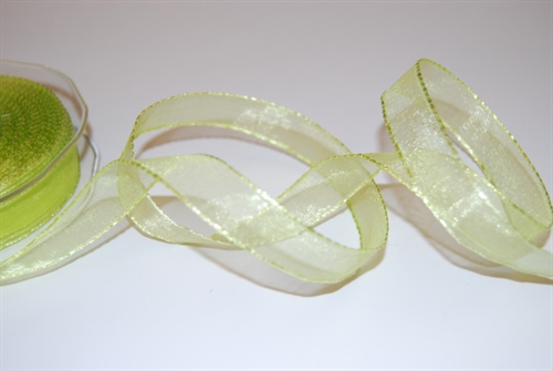 Band 25m/ 15mm, Organza/ Häkelkanten, grün