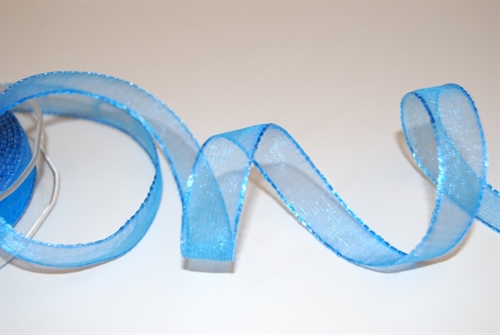 Band 25m/ 15mm, Organza/ Häkelkanten, blau