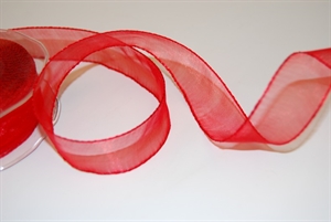 Band 25m/ 25mm, Organza/ Häkelkanten, rot Band 25m/ 25mm, Organza/ Häkelkanten, rot