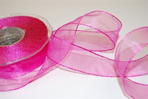 Band 25m/ 25mm, Organza/ Häkelkanten, pink Band 25m/ 25mm, Organza/ Häkelkanten, pink