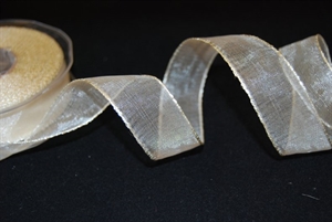 Band 25m/ 25mm, Organza/ Häkelkanten, ecru Band 25m/ 25mm, Organza/ Häkelkanten, ecru