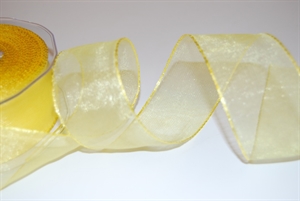 Band 25m/ 40mm, Organza/ Häkelkanten, gelb Band 25m/ 40mm, Organza/ Häkelkanten, gelb