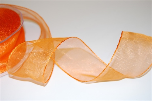 Band 25m/ 40mm, Organza/ Häkelkanten, orange