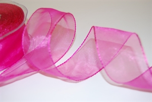 Band 25m/ 40mm, Organza/ Häkelkanten, pink Band 25m/ 40mm, Organza/ Häkelkanten, pink
