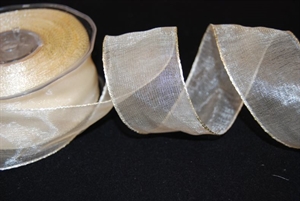 Band 25m/ 40mm, Organza/ Häkelkanten, ecru Band 25m/ 40mm, Organza/ Häkelkanten, ecru