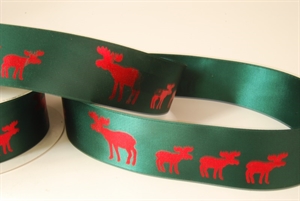 Band, 20m/ 40mm Elch, rot/grün Band, 20m/ 40mm Elch, rot/grün