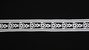 Band 20m/ 25mm, Blume gestanzt, weiss Band 20m/ 25mm, Blume gestanzt, weiss
