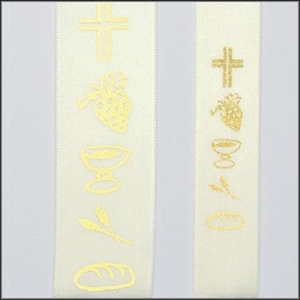 Band 25m/ 25mm, Komm-/ Konfirm-senk, creme/gold