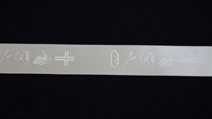 Band 25m/ 25mm, Komm-/ Konfirm-senk, creme/silber Band 25m/ 25mm, Komm-/ Konfirm-senk, creme/silber