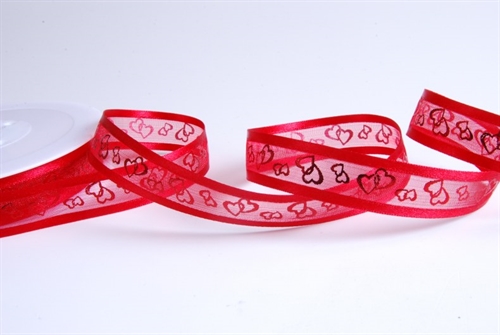 Band 25m/ 15mm, Herz Duo, rot Band 25m/ 15mm, Herz Duo, rot