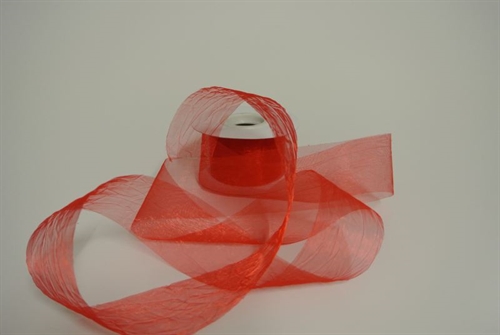 Band 20m/ 50mm, Crash-Organza, rot Band 20m/ 50mm, Crash-Organza, rot