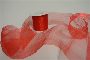 Band 20m/ 80mm, Crash-Organza, rot Band 20m/ 80mm, Crash-Organza, rot