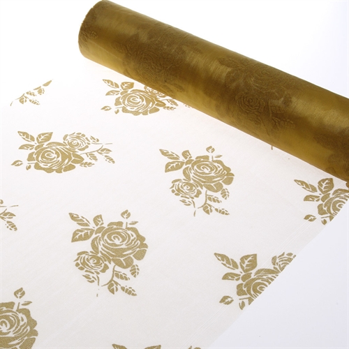 Tischläufer 15m/ 280mm, Flock Roses, honey Tischläufer 15m/ 280mm, Flock Roses, honey