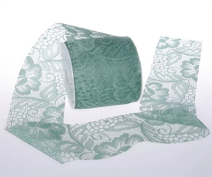 Tischläufer 25m/ 70mm, Lace Roses, patinagrün Tischläufer 25m/ 70mm, Lace Roses, patinagrün