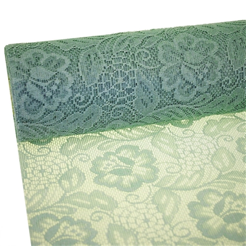 Tischläufer 25m/ 300mm, Lace Roses, patinagrün Tischläufer 25m/ 300mm, Lace Roses, patinagrün