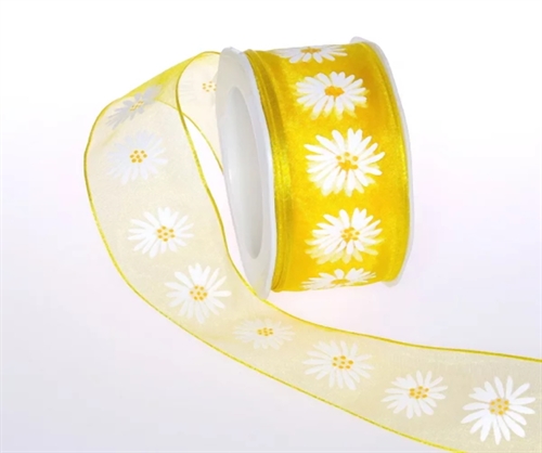 Band 20m/ 40mm, Blume Margrite, gelb Band 20m/ 40mm, Blume Margrite, gelb