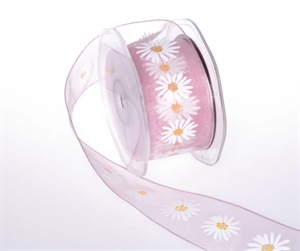 Band 20m/ 40mm, Blume Margrite, rosa Band 20m/ 40mm, Blume Margrite, rosa