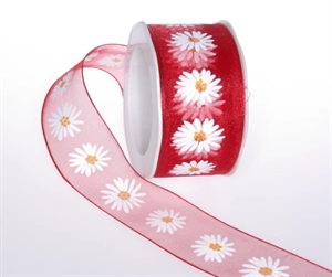 Band 20m/ 40mm, Blume Margrite, rot Band 20m/ 40mm, Blume Margrite, rot