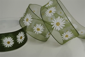 Band 20m/ 40mm, Blume Margrite, dgrün Band 20m/ 40mm, Blume Margrite, dgrün