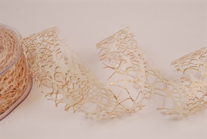 Band 20m/ 40mm, Mesh Gitter, ecru/gold Band 20m/ 40mm, Mesh Gitter, ecru/gold