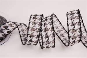 Band 10m/ 25mm, Pepita, schwarz/weiss Band 10m/ 25mm, Pepita, schwarz/weiss