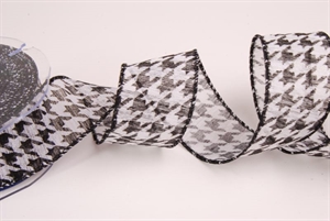 Band 10m/ 40mm, Pepita, schwarz/weiss Band 10m/ 40mm, Pepita, schwarz/weiss