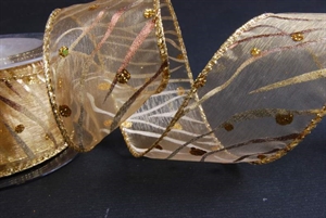 Band 10m/ 50mm, Wellen & Glitzerpunkten, gold Band 10m/ 50mm, Wellen & Glitzerpunkten, gold