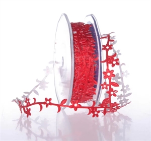 Band 10m/ 15mm, Blumenbordüre klebend, rot Band 10m/ 15mm, Blumenbordüre klebend, rot