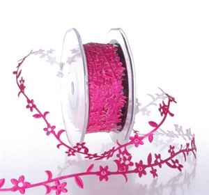 Band 10m/ 15mm, Blumenbordüre klebend, pink Band 10m/ 15mm, Blumenbordüre klebend, pink