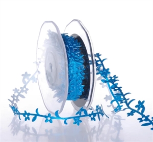 Band 10m/ 15mm, Blumenbordüre klebend, türkis Band 10m/ 15mm, Blumenbordüre klebend, türkis