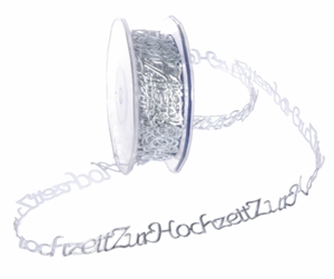 Band 10m/ 15mm, Zur Hochzeit 120x klebend, silber Band 10m/ 15mm, Zur Hochzeit 120x klebend, silber