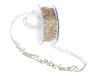 Band 10m/ 15mm, Zur Hochzeit 120x klebend, gold Band 10m/ 15mm, Zur Hochzeit 120x klebend, gold