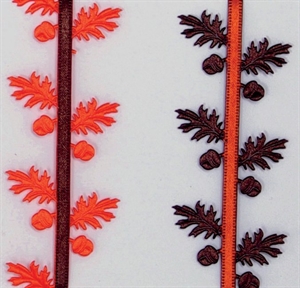 Bordüre, 10m/ 40mm Eicheln, orange/braun Bordüre, 10m/ 40mm Eicheln, orange/braun