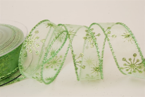 Band 10m/ 25mm, Flocke-Glitter, weiss/rot Band 10m/ 25mm, Flocke-Glitter, weiss/rot