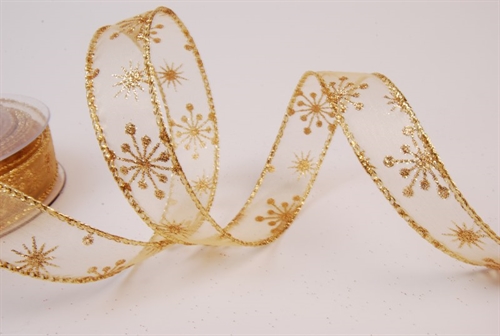 Band 10m/ 25mm, Flocke-Glitter, gold Band 10m/ 25mm, Flocke-Glitter, gold