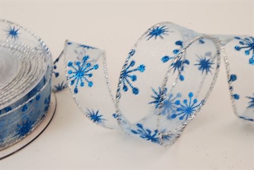 Band 10m/ 25mm, Flocke-Glitter, blau Band 10m/ 25mm, Flocke-Glitter, blau