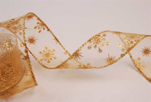 Band 10m/ 40mm, Flocke-Glitter, gold Band 10m/ 40mm, Flocke-Glitter, gold