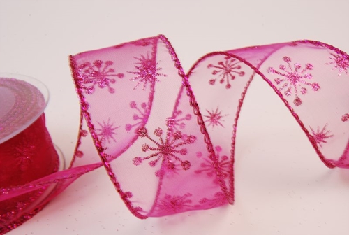 Band 10m/ 40mm, Flocke-Glitter, fuchsia Band 10m/ 40mm, Flocke-Glitter, fuchsia