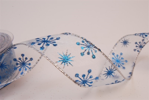 Band 10m/ 40mm, Flocke-Glitter, blau Band 10m/ 40mm, Flocke-Glitter, blau