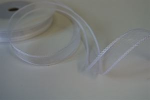 Band 20m/ 15mm, Organza mit Flechtkante, weiss Band 20m/ 15mm, Organza mit Flechtkante, weiss