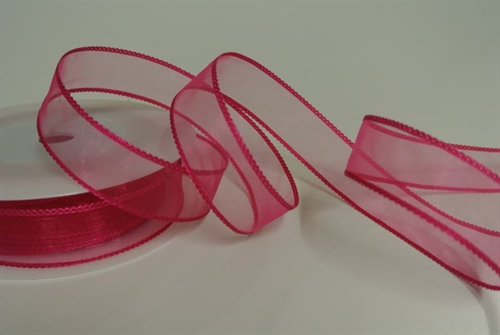 Band 20m/ 25mm, Organza mit Flechtkante, pink Band 20m/ 25mm, Organza mit Flechtkante, pink