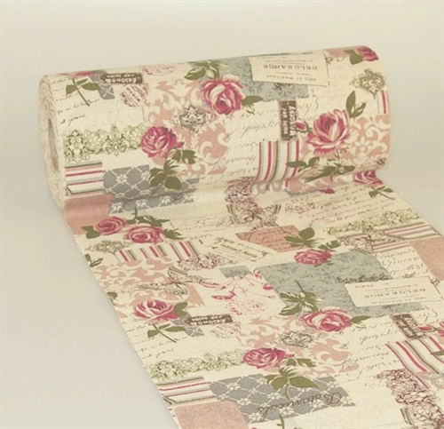 Tischläufer 15m/ 280mm, Vintage Post-Card 3*5m, beige/rosa Tischläufer 15m/ 280mm, Vintage Post-Card 3*5m, beige/rosa